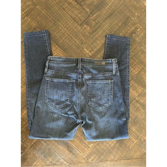 AG Adriano Goldschmied Dark Wash Blue The Farrah High Rise Skinny Jeans Size 24 - Picture 5 of 5